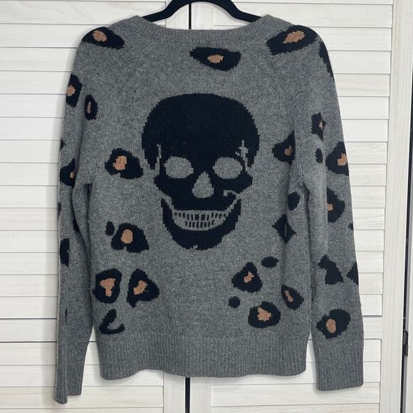 360 Cashmere Alani Grey & Black Mid Heather Cashmere Wool Sweater Small - Picture 3 of 8